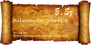 Balassovich Szalók névjegykártya